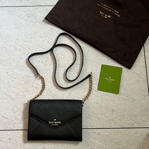 Kate Spade envelope clutch/wallet on chain Black color